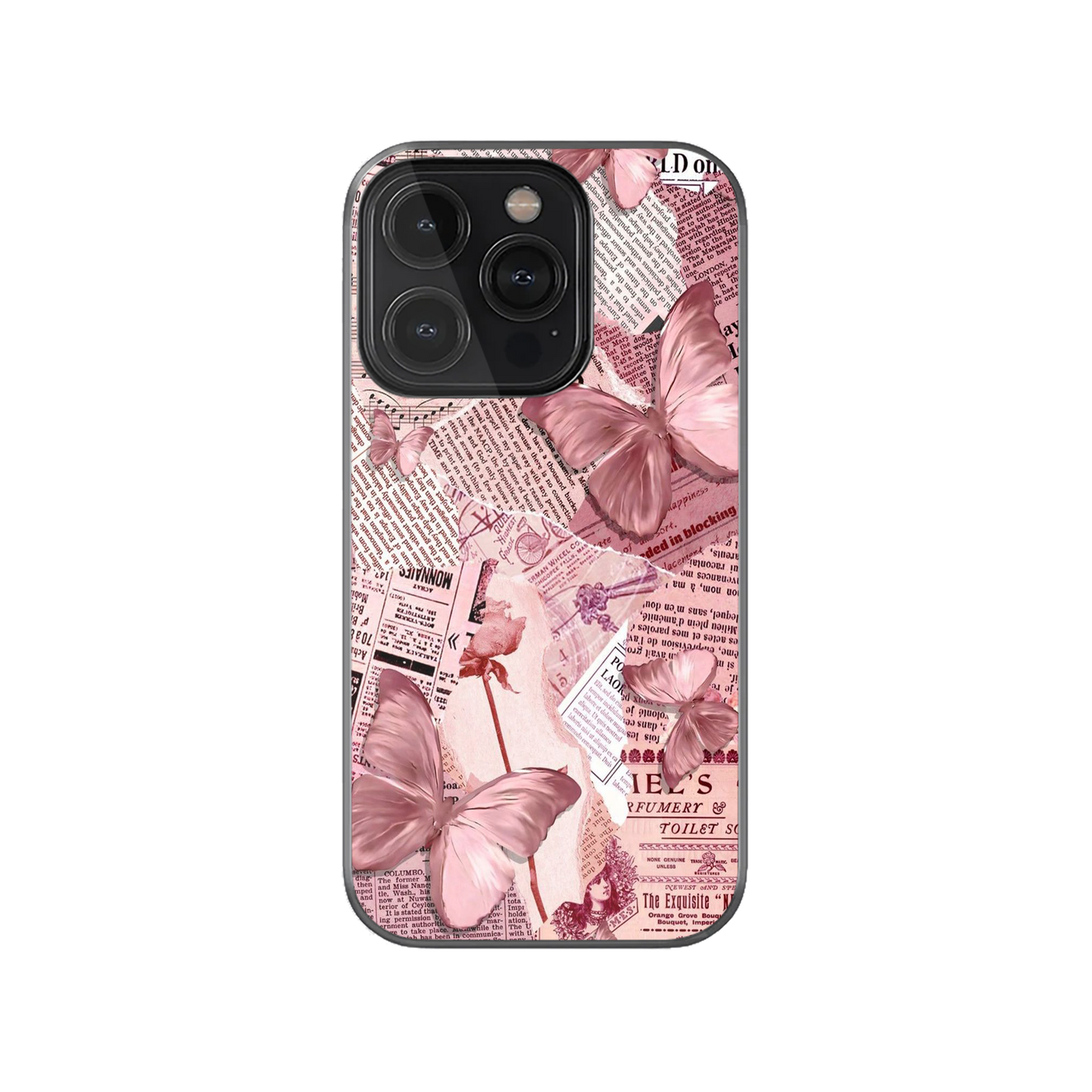 Vintage Pink Butterfly Scrapbook Phone Case.