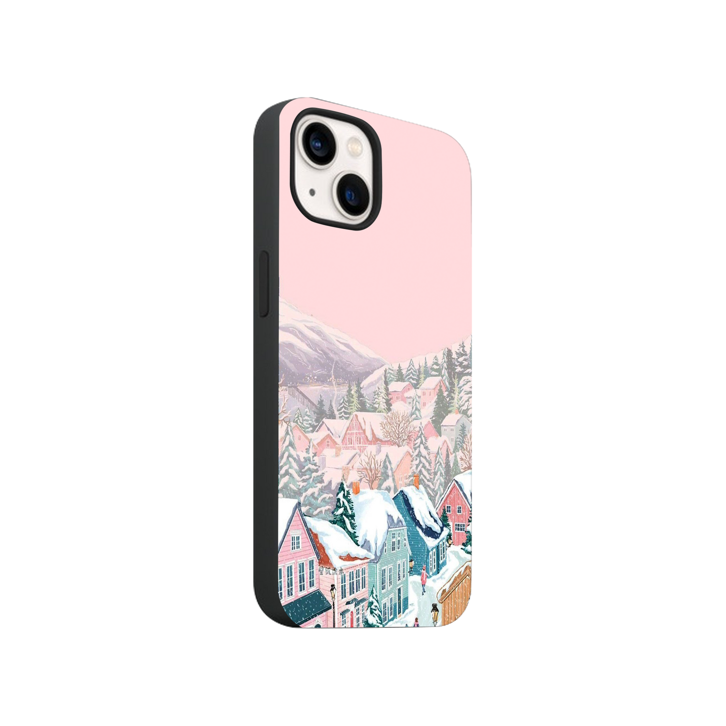 Aesthetic Snowy Christmas Village Phone Case.