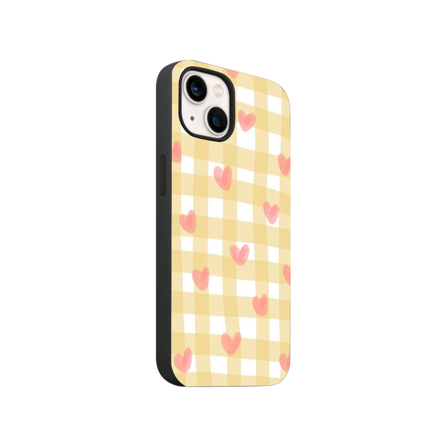 Yellow Gingham & Hearts Phone Case.