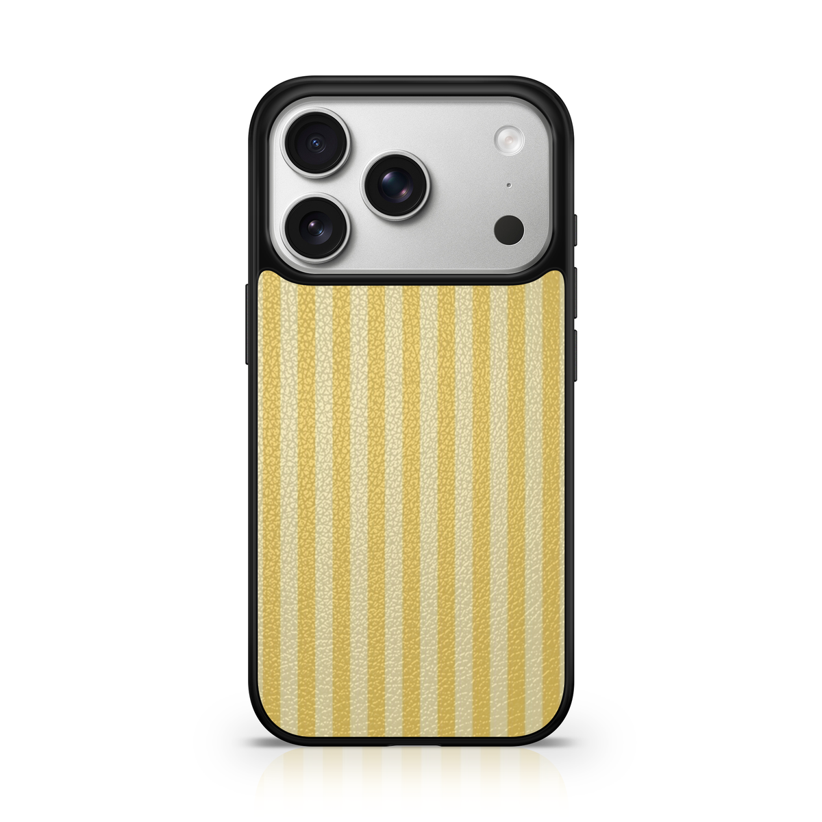 Canary Yellow and Cream Striped Vegan Leather Case