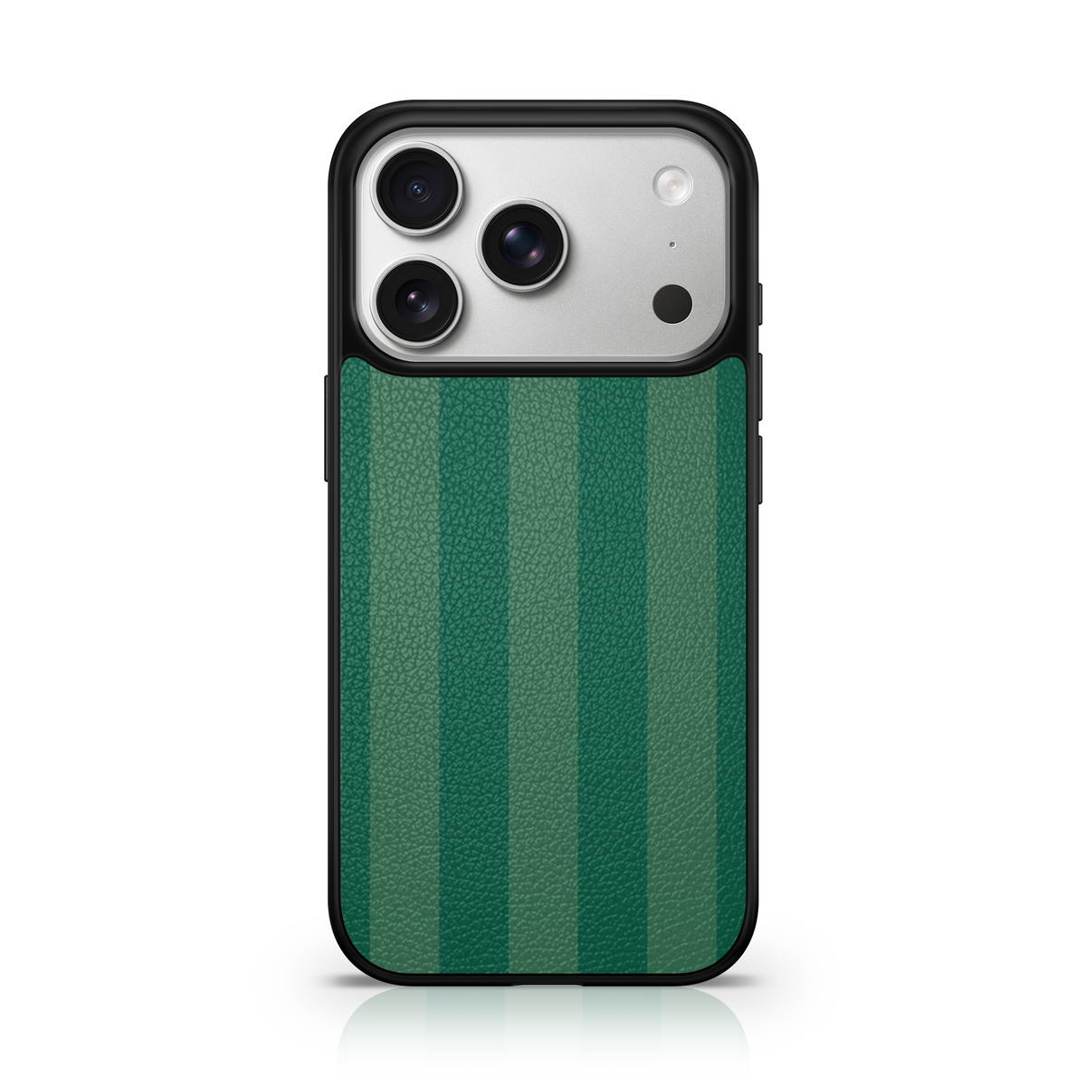 Forest Green Striped Vegan Leather Case