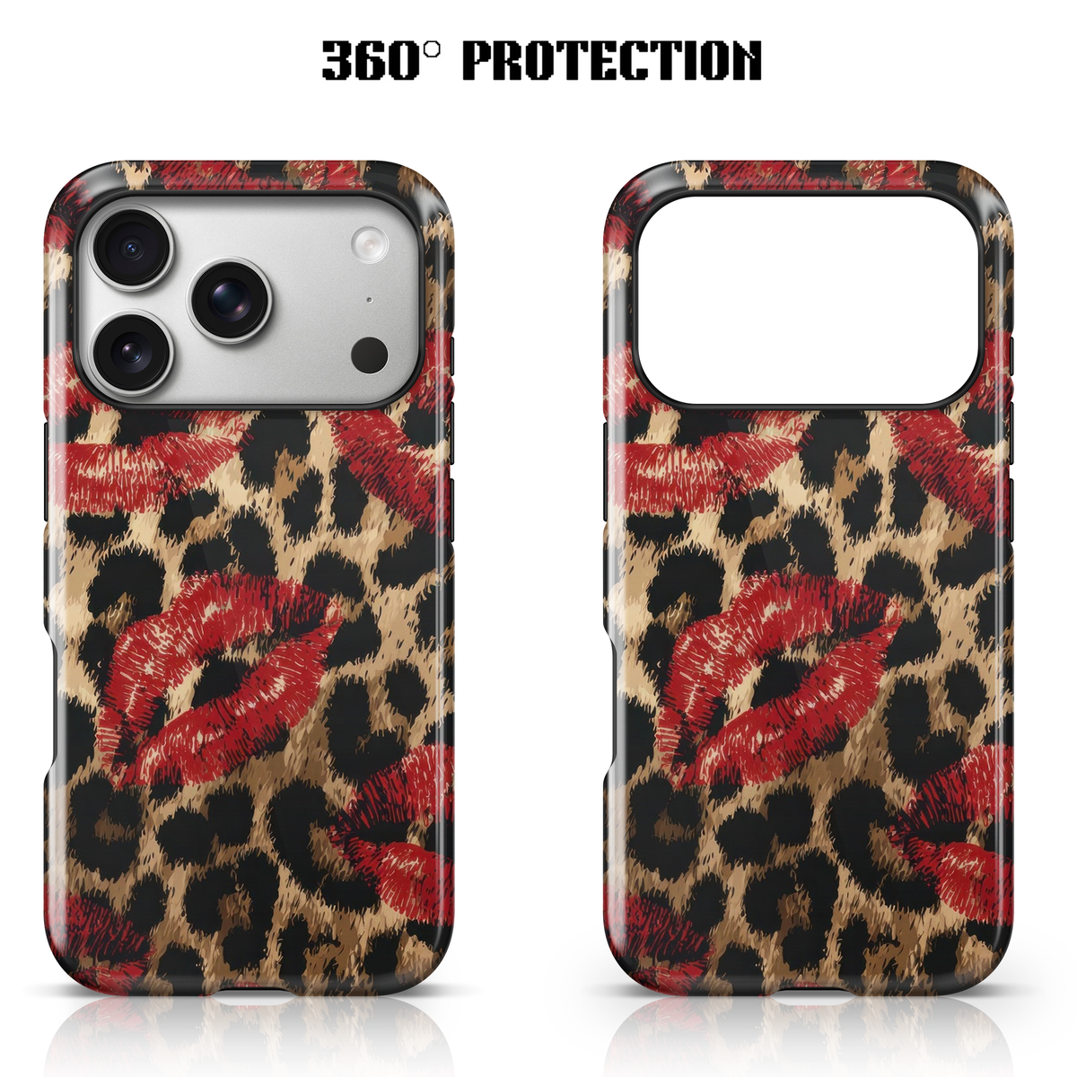 Leopard Print Red Lips phone Case