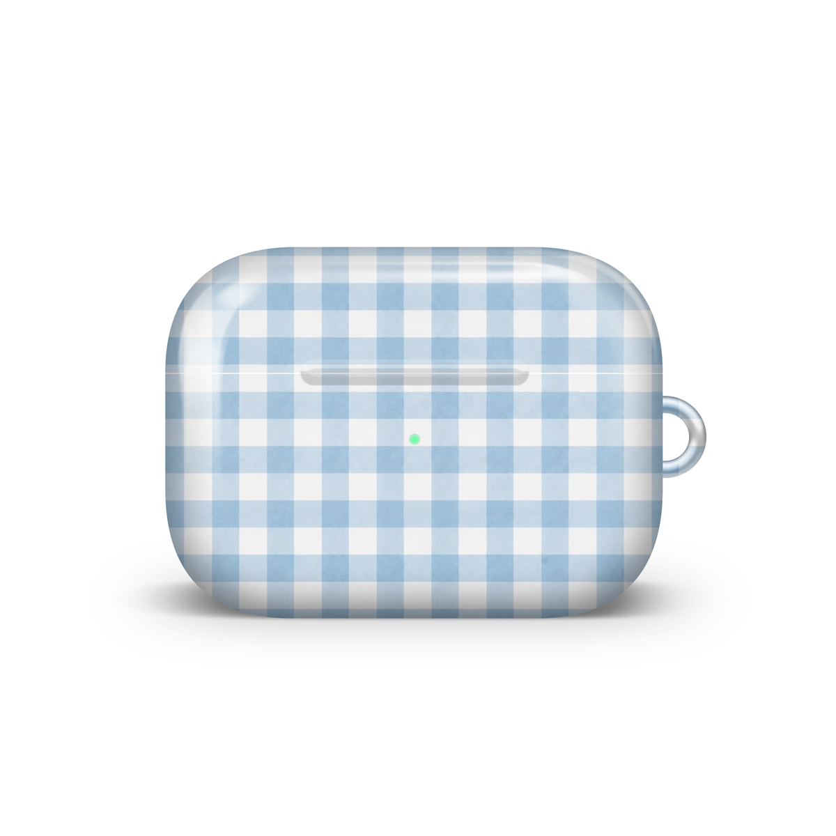 Pastel Blue Plaid Glossy Airpod Case