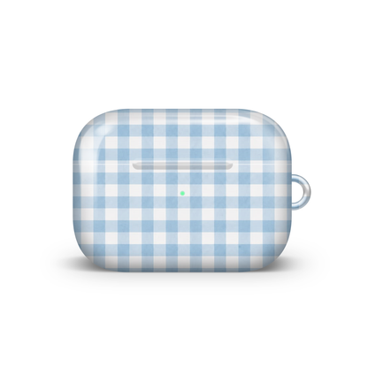Pastel Blue Plaid Glossy Airpod Case