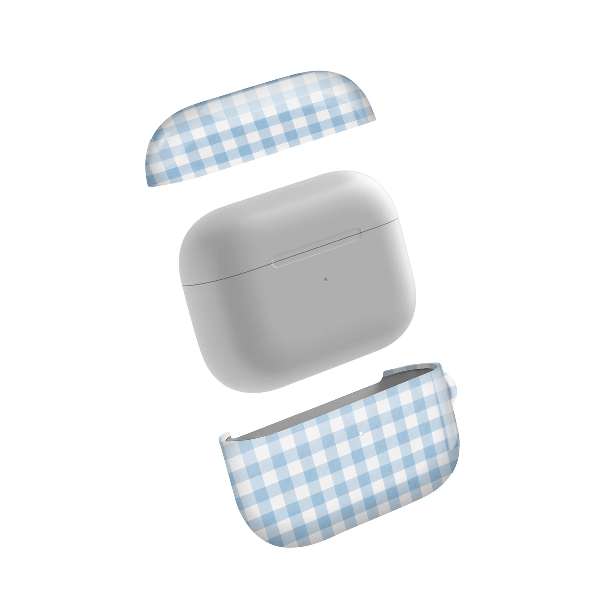 Pastel Blue Plaid Glossy Airpod Case