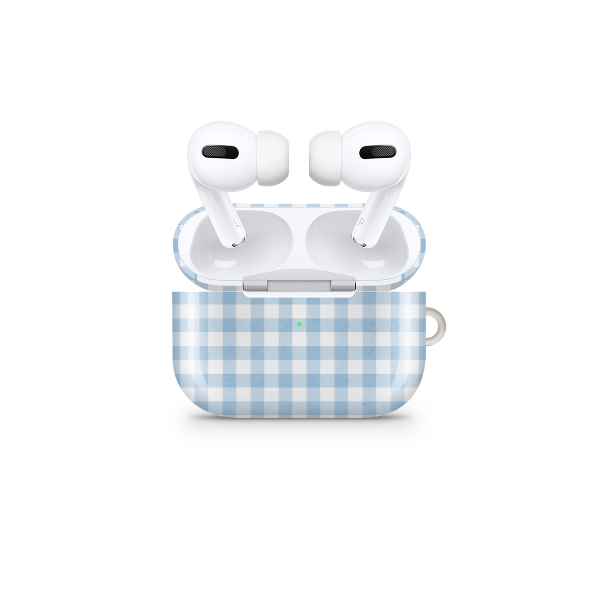 Pastel Blue Plaid Glossy Airpod Case