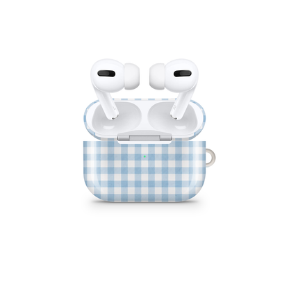 Pastel Blue Plaid Glossy Airpod Case