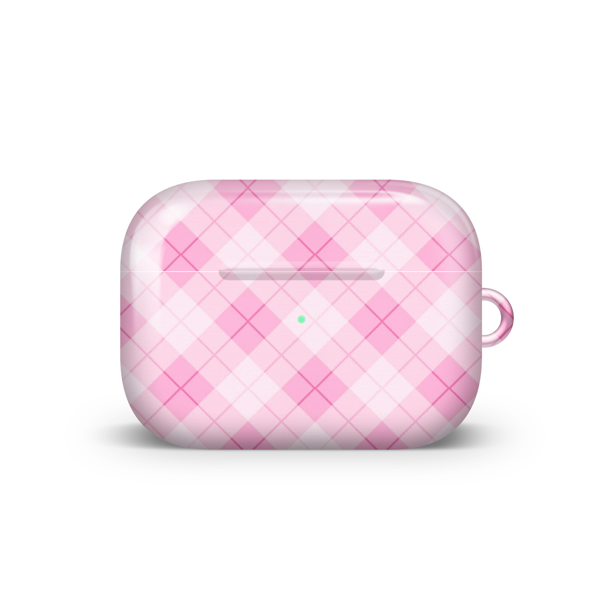 Pink Argyle Glossy Airpods Case