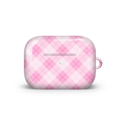 Pink Argyle Glossy Airpods Case