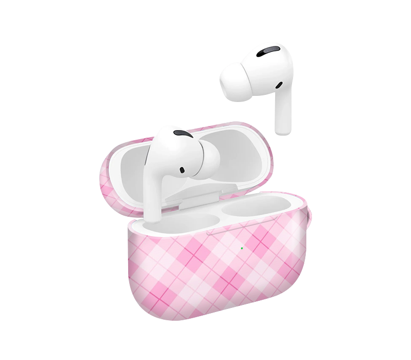 Pink Argyle Glossy Airpods Case