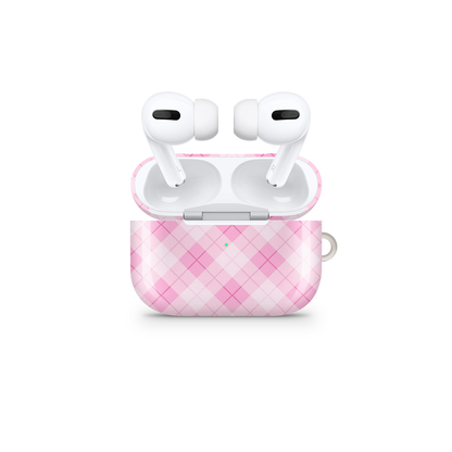 Pink Argyle Glossy Airpods Case