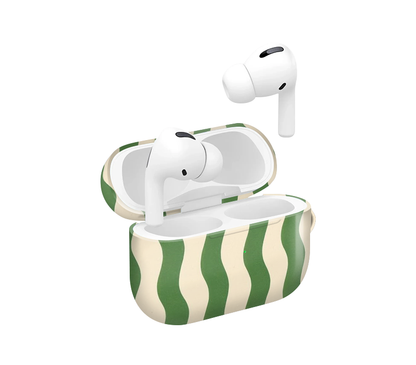 Groovy Matcha Swirl Glossy Airpod Case