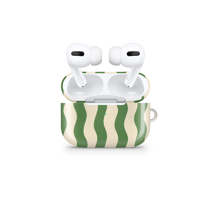Groovy Matcha Swirl Glossy Airpod Case