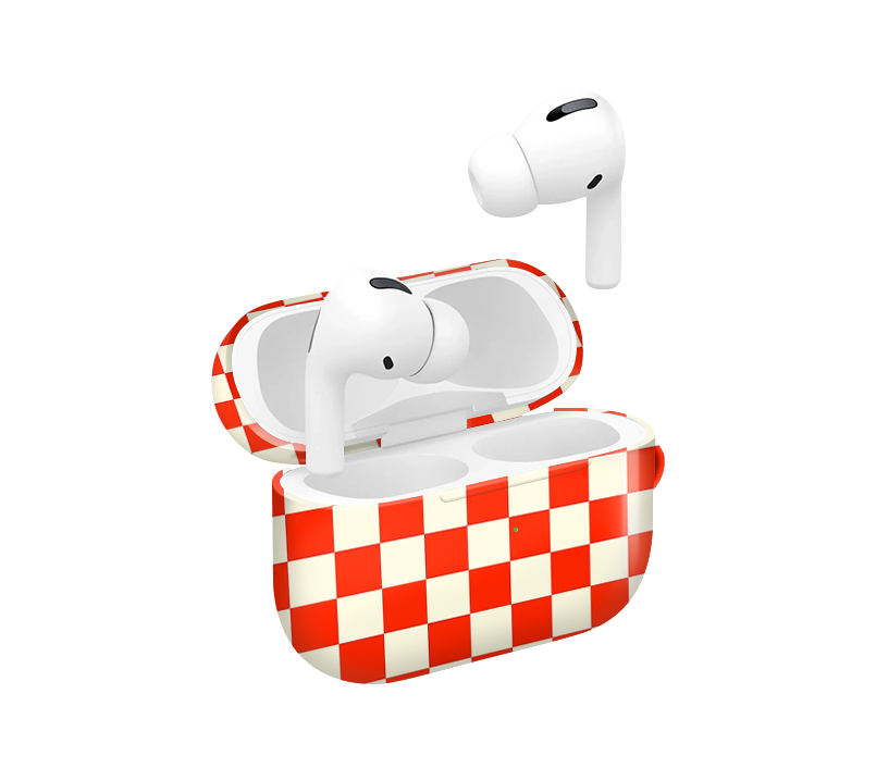 Orange Checkered Glossy Airpod Case
