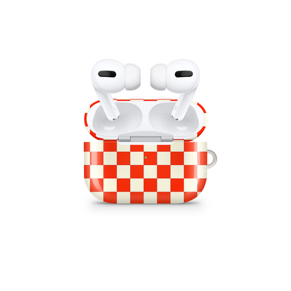 Orange Checkered Glossy Airpod Case
