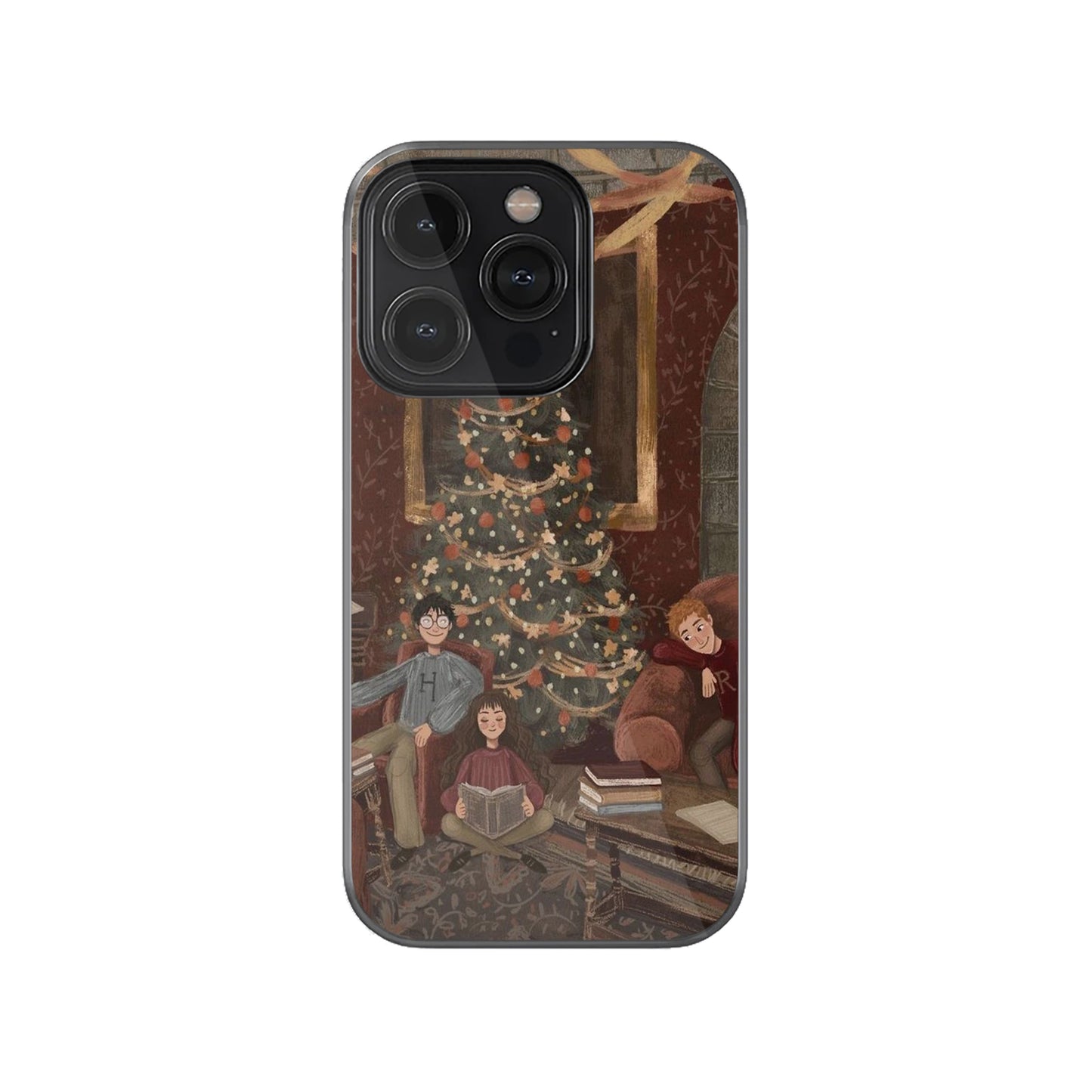 Harry Ron and Hermione with Christmas tree Phone Case.