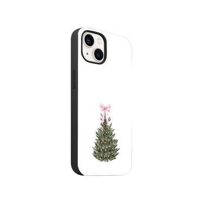 Pink Bow & Christmas Tree Phone Case.