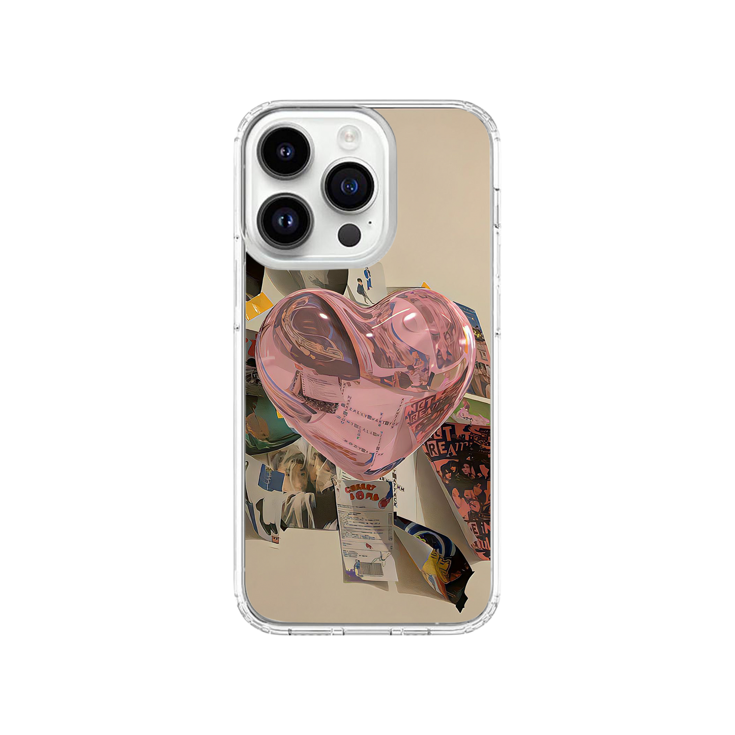 3D Pink Heart Aesthetic Phone Case.