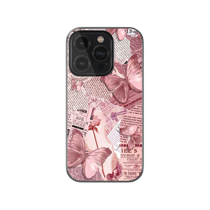 Vintage Pink Butterfly Scrapbook Phone Case.