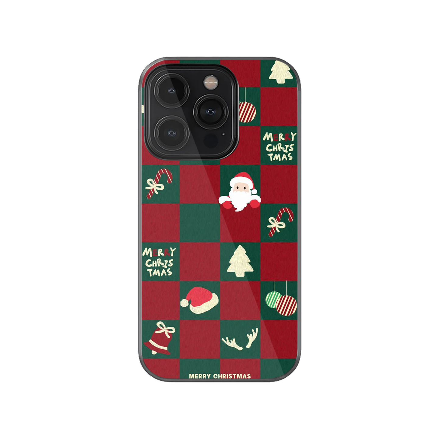 Merry Christmas Gingham Checkerboard Phone Case.