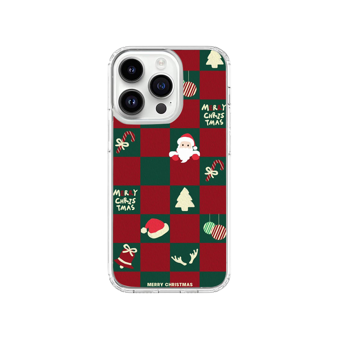 Merry Christmas Gingham Checkerboard Phone Case.