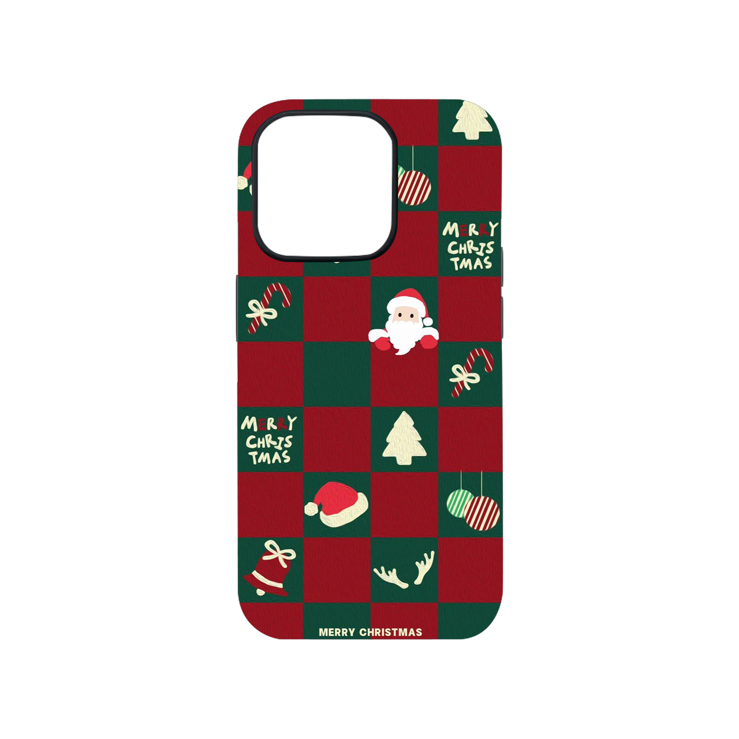 Merry Christmas Gingham Checkerboard Phone Case.