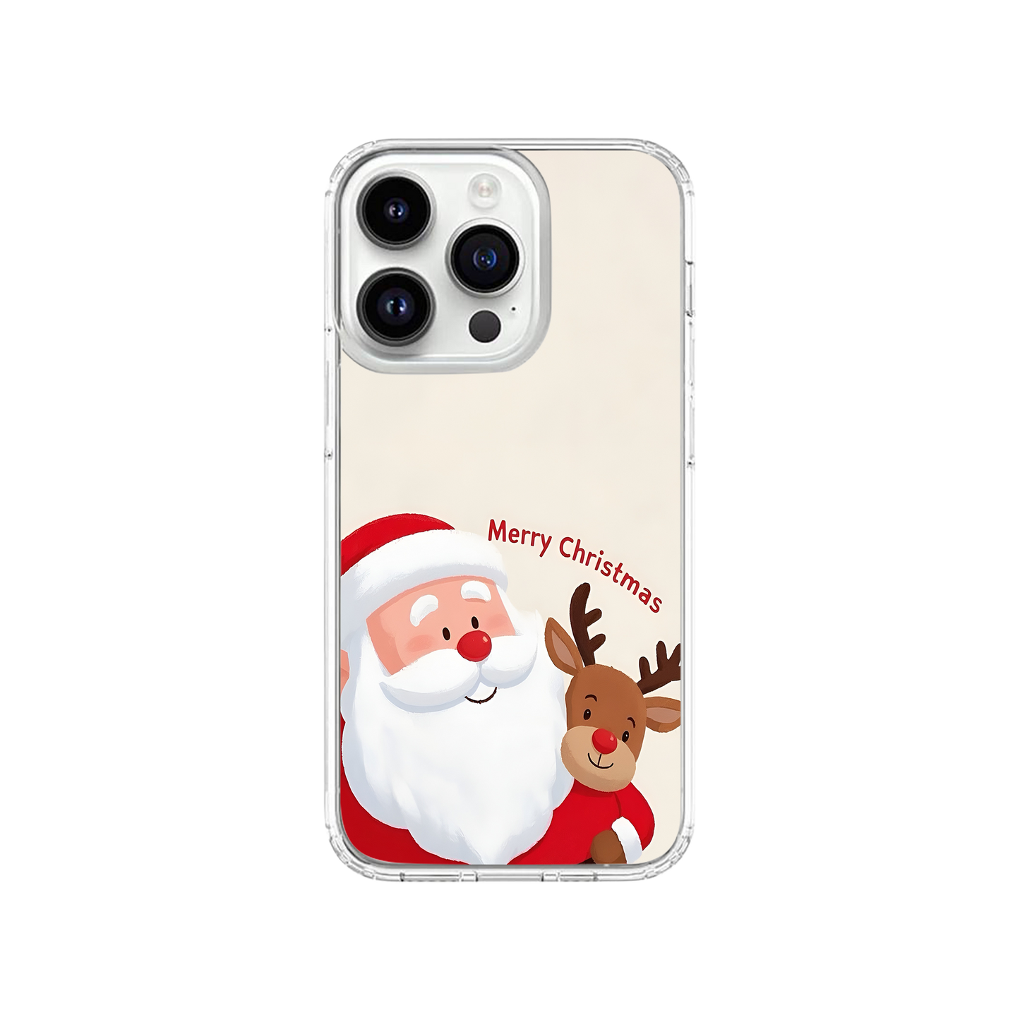 Merry Christmas Ft Santa and Reindeer Phone Case.