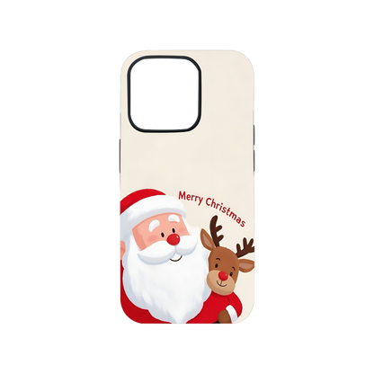 Merry Christmas Ft Santa and Reindeer Phone Case.