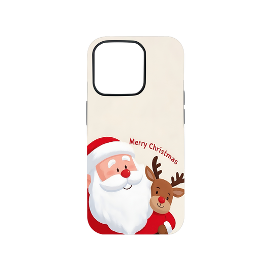 Merry Christmas Ft Santa and Reindeer Phone Case.