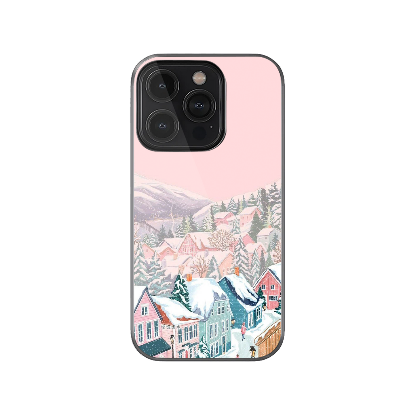 Aesthetic Snowy Christmas Village Phone Case.