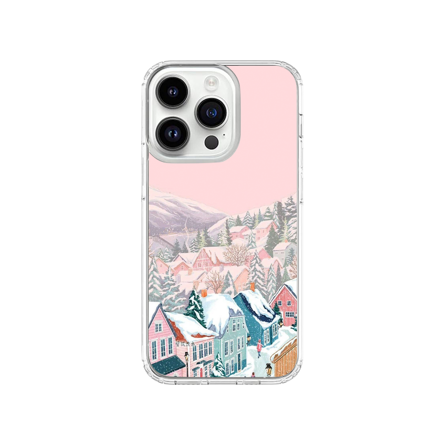 Aesthetic Snowy Christmas Village Phone Case.