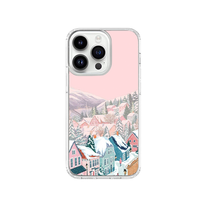 Aesthetic Snowy Christmas Village Phone Case.