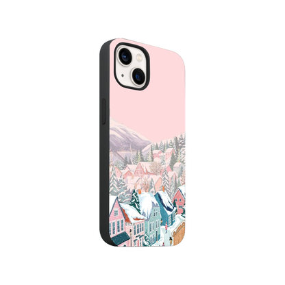 Aesthetic Snowy Christmas Village Phone Case.