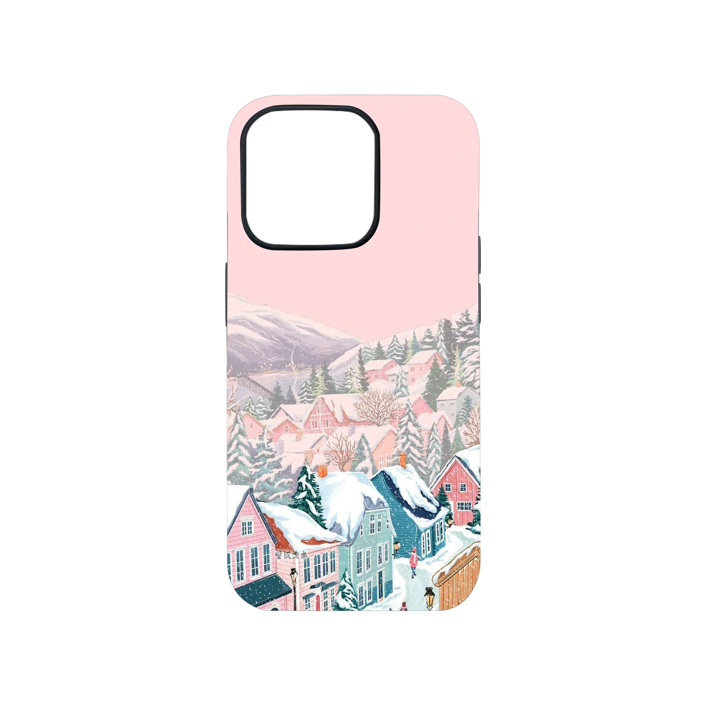 Aesthetic Snowy Christmas Village Phone Case.