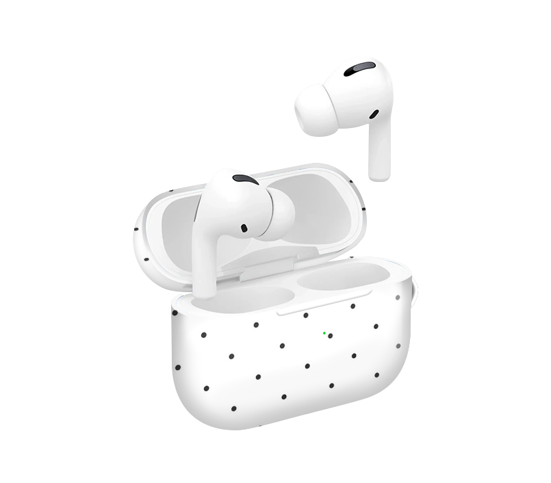 Mini Retro Dot White Glossy Airpod Case