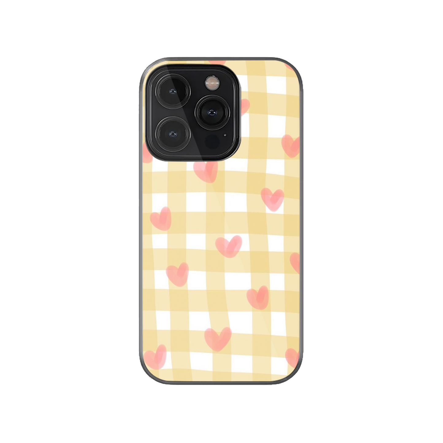 Yellow Gingham & Hearts Phone Case.