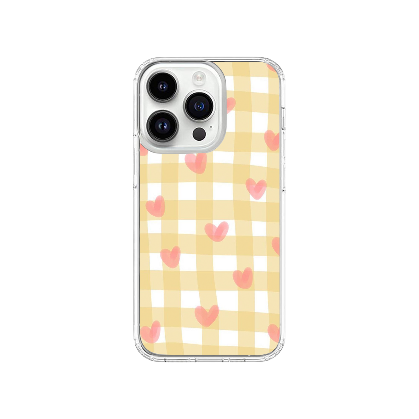 Yellow Gingham & Hearts Phone Case.