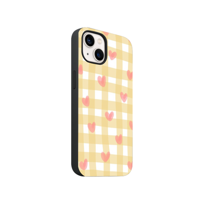Yellow Gingham & Hearts Phone Case.