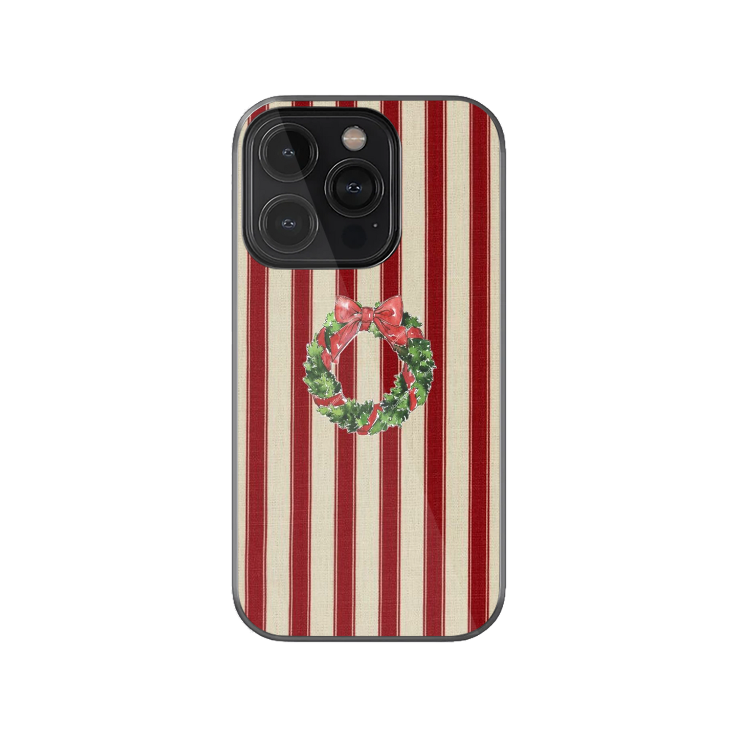Christmas Wreath and Stripes Phone Case.