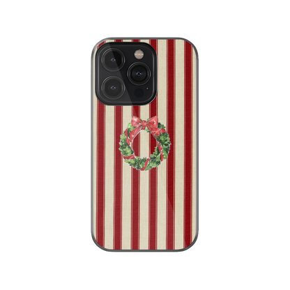 Christmas Wreath and Stripes Phone Case.
