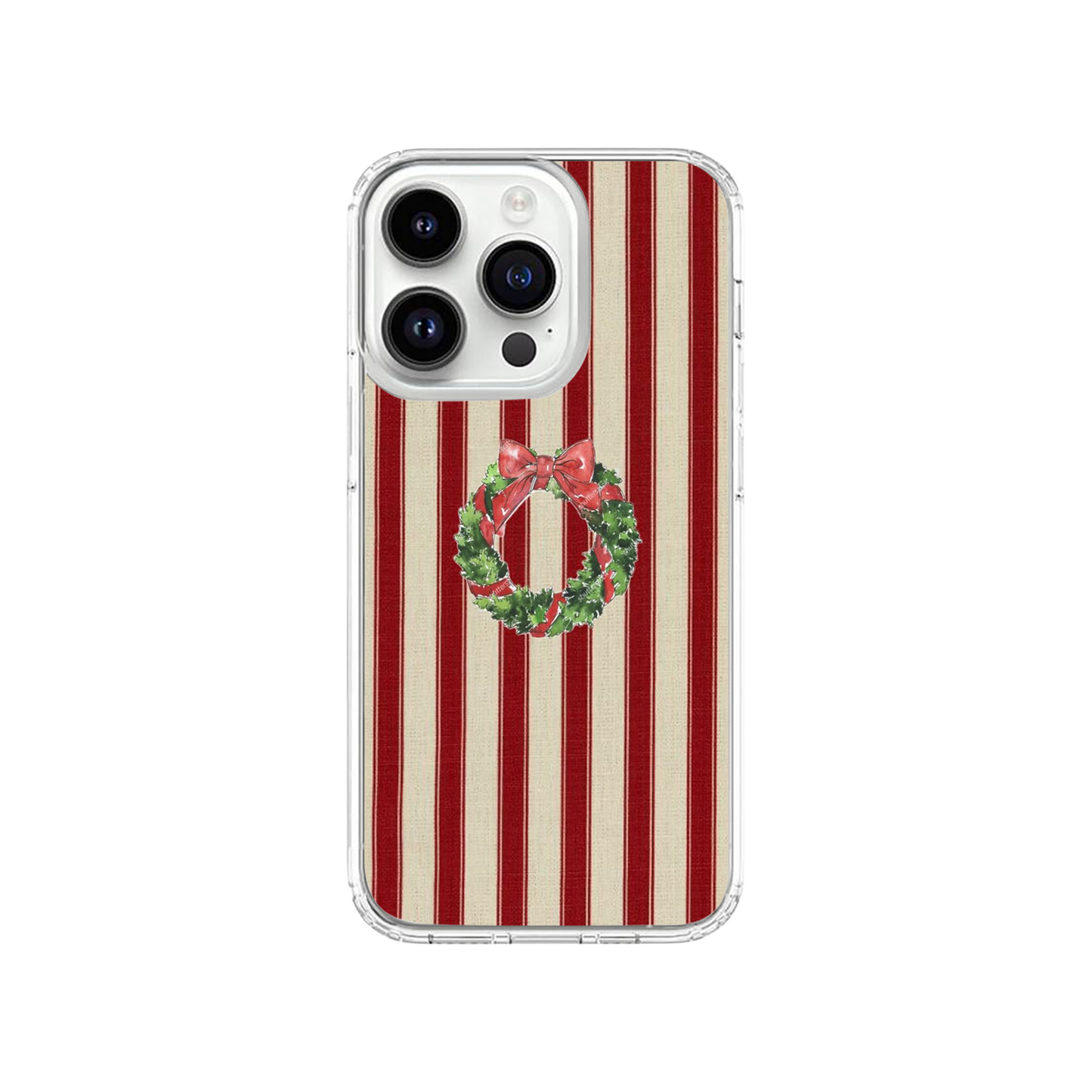 Christmas Wreath and Stripes Phone Case.