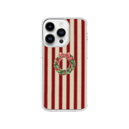 Christmas Wreath and Stripes Phone Case.