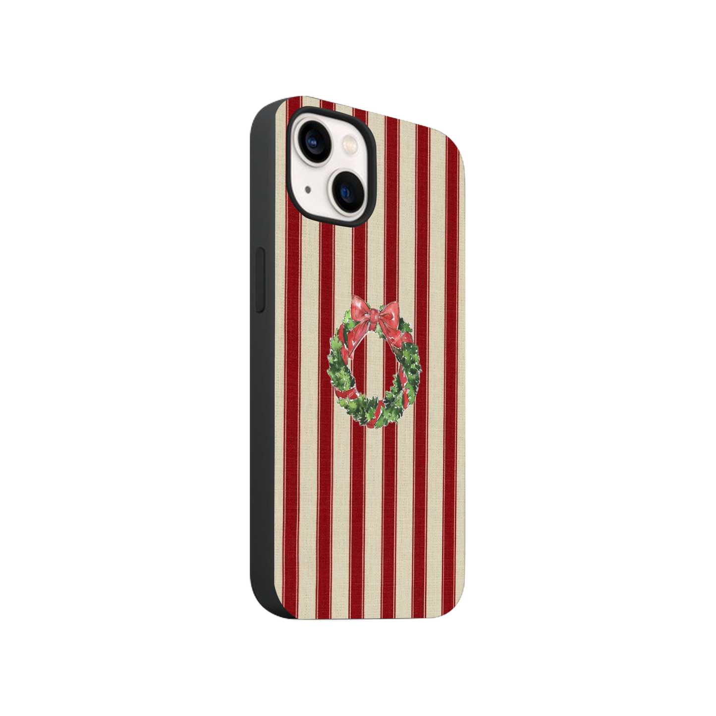 Christmas Wreath and Stripes Phone Case.