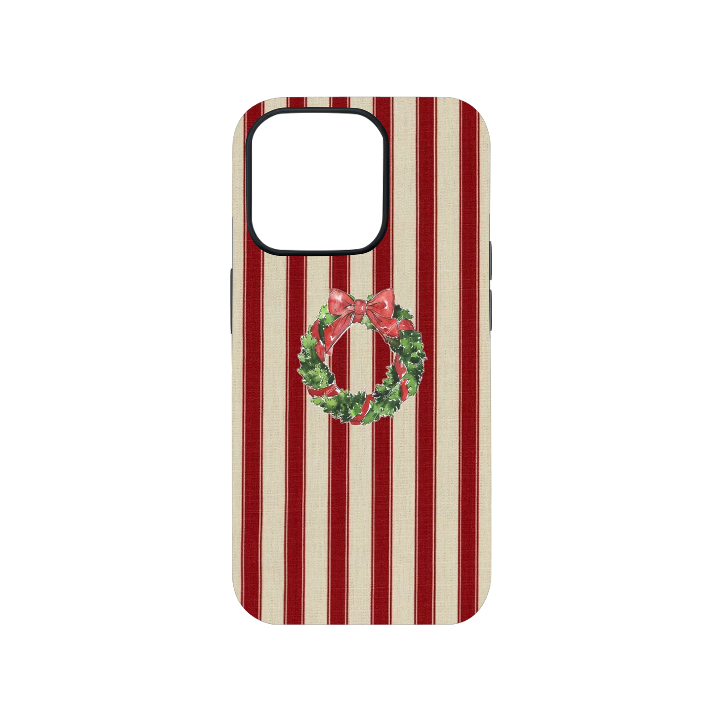 Christmas Wreath and Stripes Phone Case.
