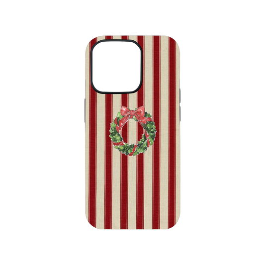 Christmas Wreath and Stripes Phone Case.
