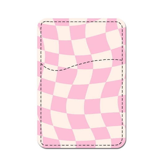Pink Checkered Phone Wallet.