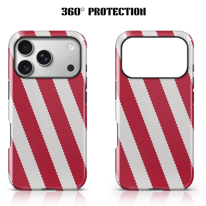 Y2k Red Stripe Pattern Phone Case.