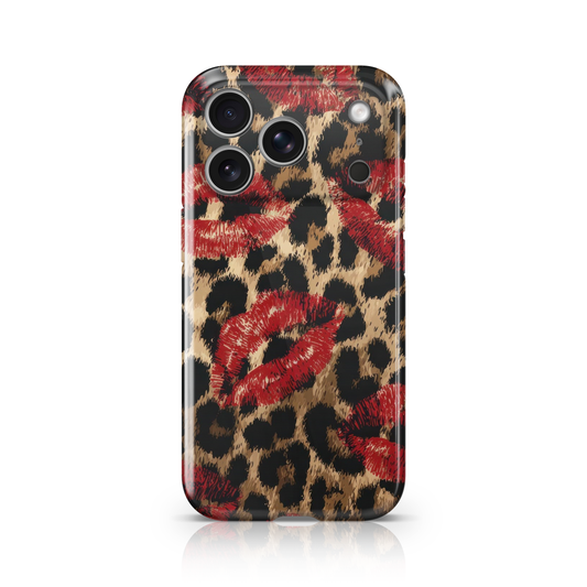 Leopard Print Red Lips phone Case