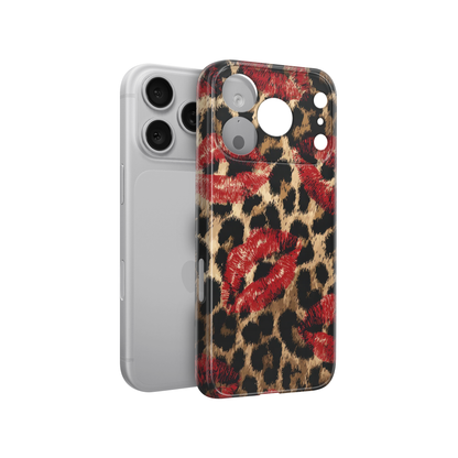 Leopard Print Red Lips phone Case
