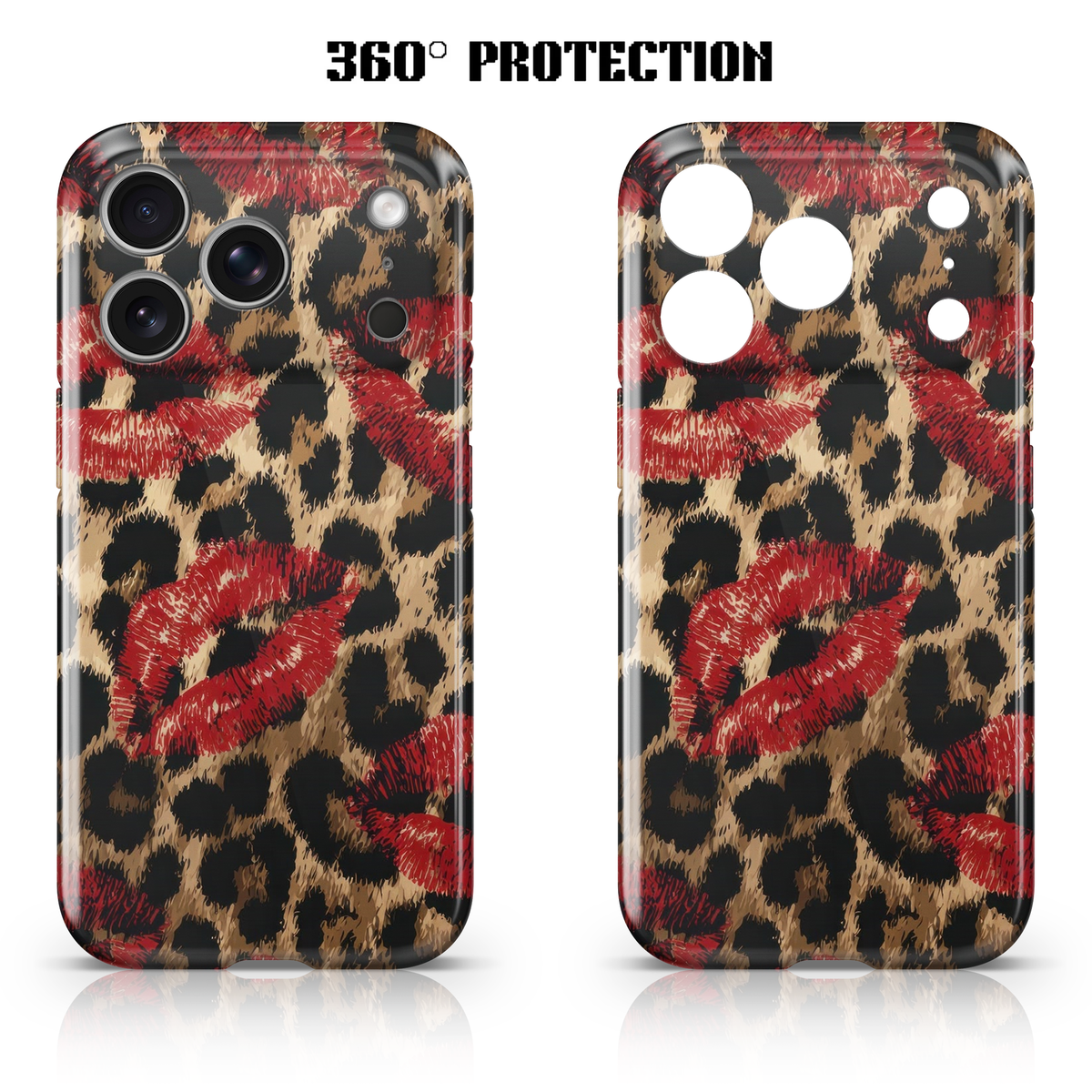 Leopard Print Red Lips phone Case